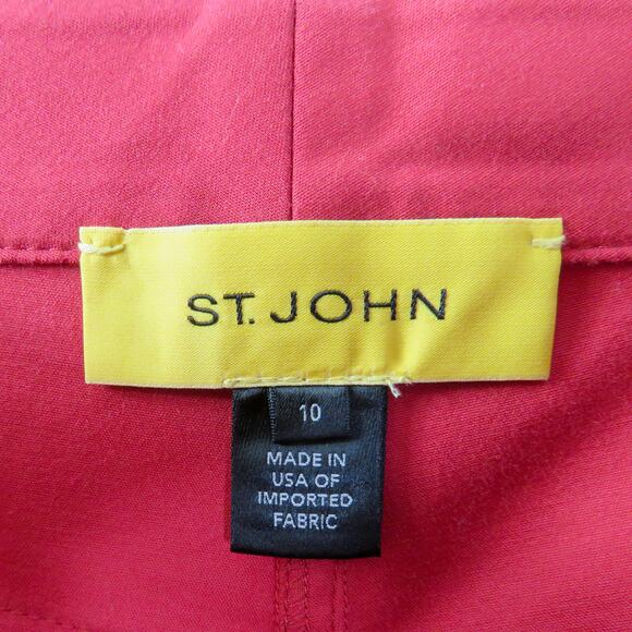 St. John Red Straight Leg Casual Pants Size 10 34" - Picture 5 of 6